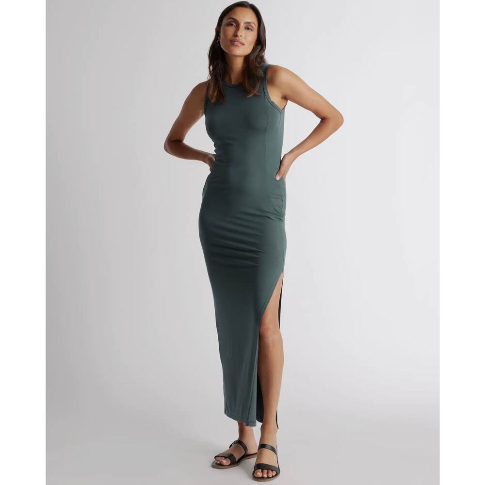 QUINCE Dark Olive Tencel Jersey Tank Maxi Dress NWT Size Large